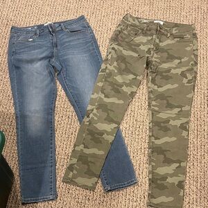 Sonoma Women's Skinny Jeans in Blue and Camouflage Bundle